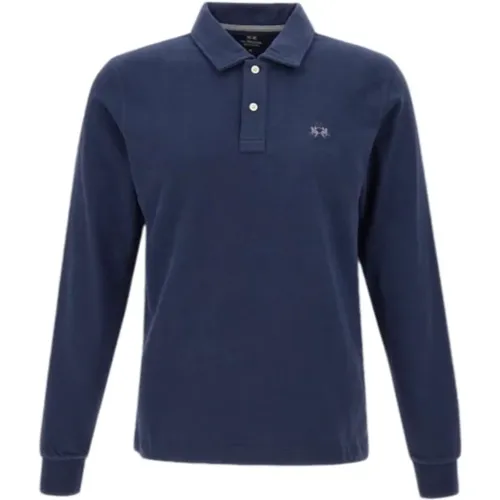 Blau Langarm Herren Polo Shirt , Herren, Größe: 2XL - LA MARTINA - Modalova