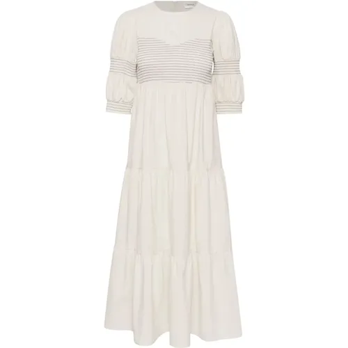 Feminines Midi-Kleid mit Rüschen-Details , Damen, Größe: S - Gestuz - Modalova