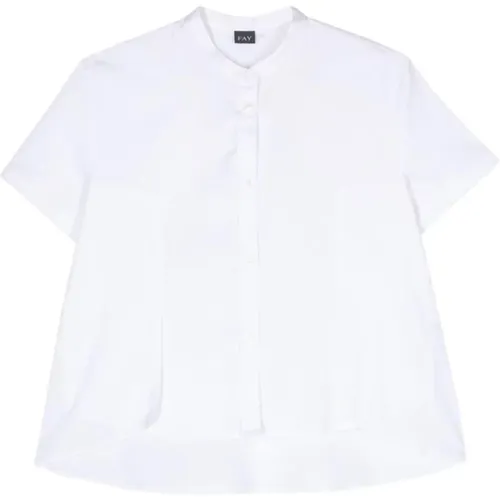 Weiße Popeline-Panel-Hemd , Damen, Größe: S - Fay - Modalova
