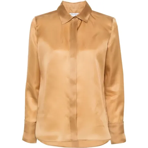 Silk Organza Shirt Camel Beige , female, Sizes: XS, 2XS - Max Mara - Modalova