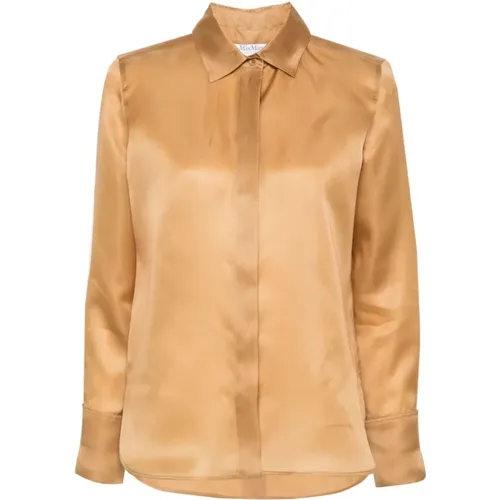 Silk Organza Shirt Camel Beige , female, Sizes: XS - Max Mara - Modalova