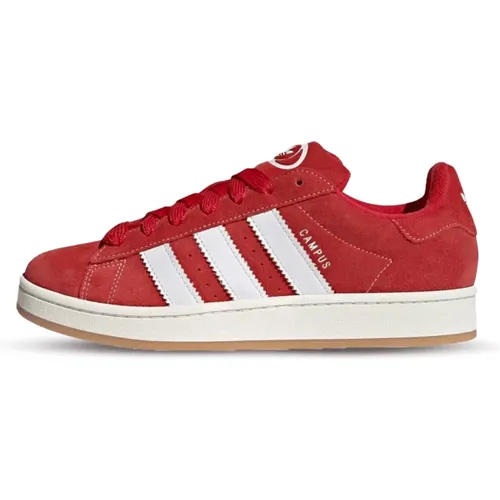 Retro Rote Wildleder-Sneaker , Herren, Größe: 40 2/3 EU - Adidas - Modalova