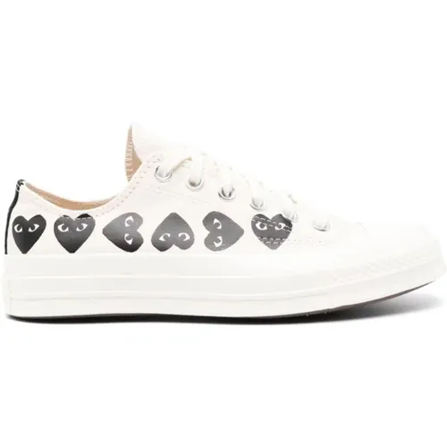 Heart Print Canvas Sneakers , male, Sizes: 5 UK, 4 UK, 8 1/2 UK, 7 UK, 10 UK, 6 UK, 11 UK, 5 1/2 UK, 8 UK, 9 UK - Comme des Garçons Play - Modalova