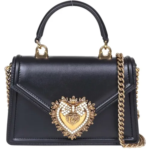 Stilvolle schwarze Lederhandtasche - Dolce & Gabbana - Modalova