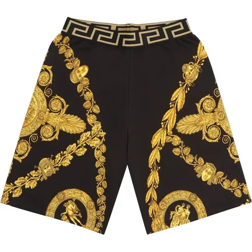 Kurze Baumwollshorts mit Logo-Detail - Versace - Modalova