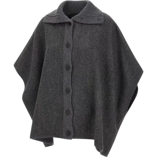 Grey Wool Cape Coat , female, Sizes: S - Fabiana Filippi - Modalova