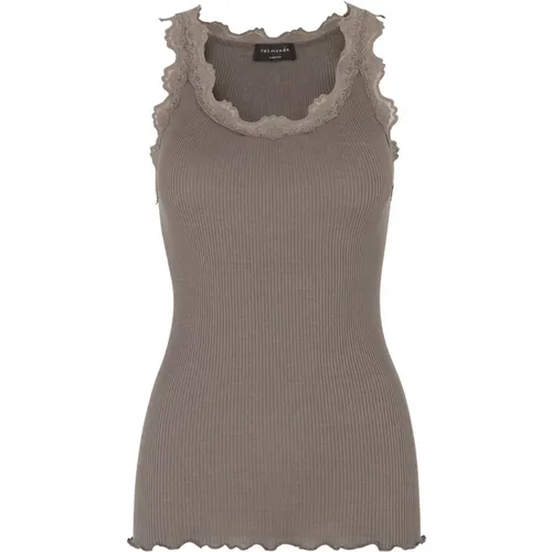 Lace Top Dark Sand , female, Sizes: M, L, 2XL, XL - Rosemunde - Modalova