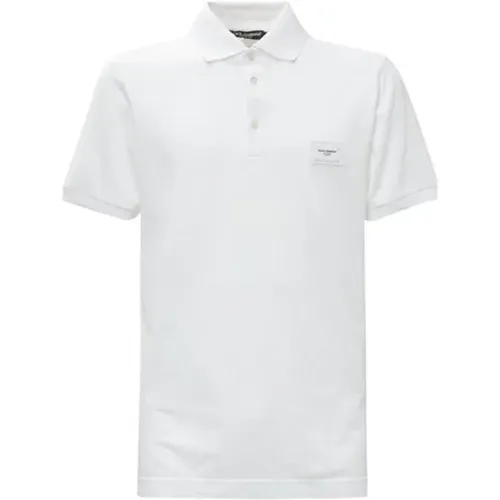 Weißes Poloshirt mit Bestickter orderseite , Herren, Größe: M - Dolce & Gabbana - Modalova