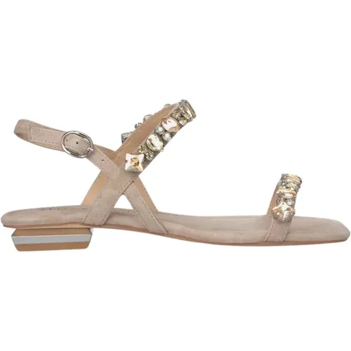 Rhinestone Straps Flat Sandal - Alma en Pena - Modalova