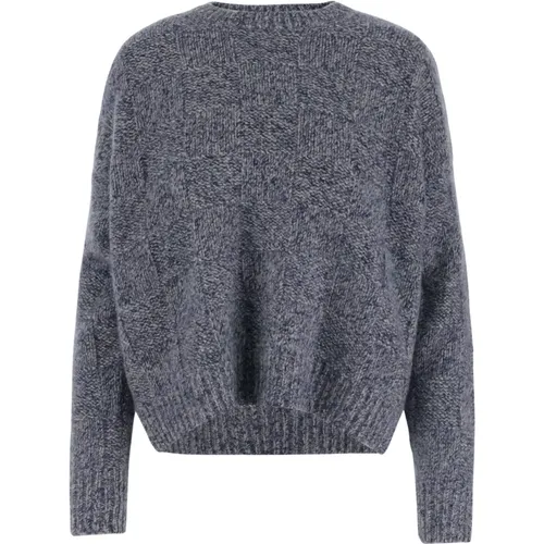 Blauer Kaschmir Seiden Crew Neck Pullover , Damen, Größe: S - allude - Modalova