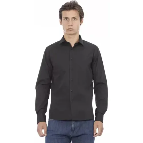 Elegantes Graues Slim Fit Hemd mit Italienischem Kragen , Herren, Größe: M - Baldinini - Modalova