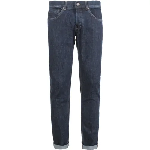 Blaue Slim Fit Jeans mit Metall-Logo , Herren, Größe: W31 - Dondup - Modalova