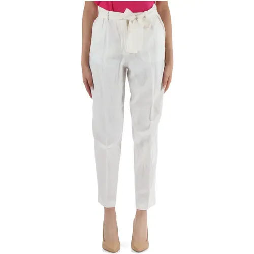 High-waisted Linen Blend Trousers , female, Sizes: M, XS, S, L - Pennyblack - Modalova