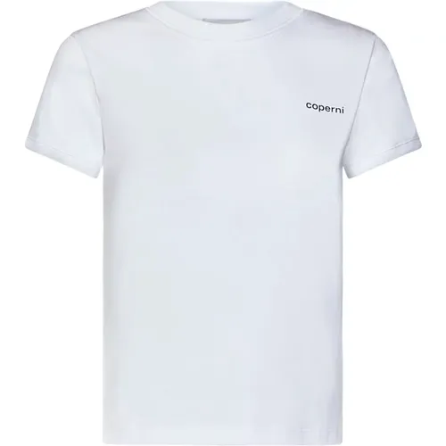 Weißes Slim Fit T-Shirt mit Logo-Druck , Damen, Größe: L - Coperni - Modalova