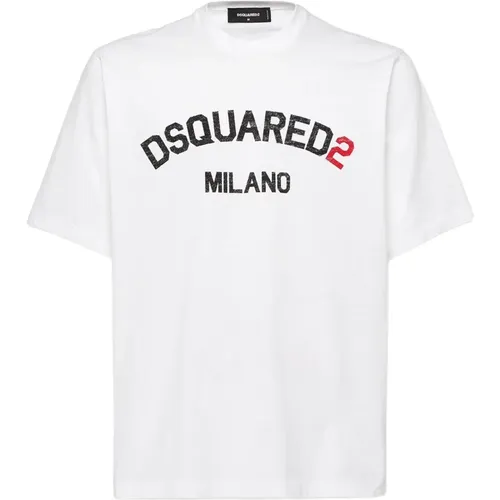 Kristall Logo Kurzarm T-shirt , Herren, Größe: XS - Dsquared2 - Modalova