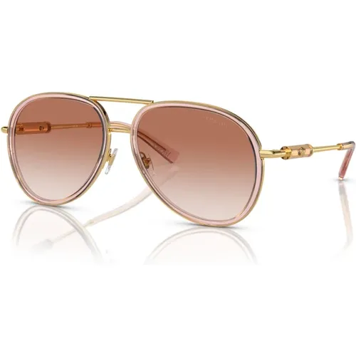 Transparent Brown/Pink Shaded Sunglasses,Black/Dark Grey Sunglasses - Versace - Modalova
