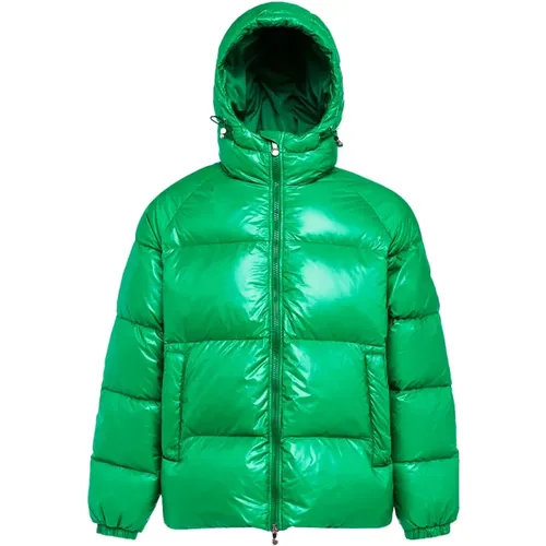 Grüne Unisex Daunenjacke mit Kapuze , Herren, Größe: M - Pyrenex - Modalova