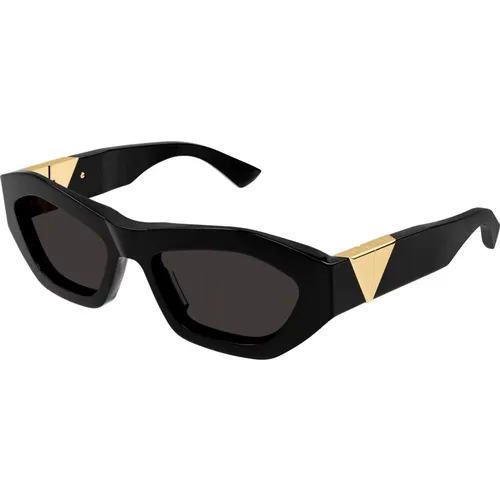 Schwarz/Graue Sonnenbrille Bv1221S , Damen, Größe: 54 MM - Bottega Veneta - Modalova