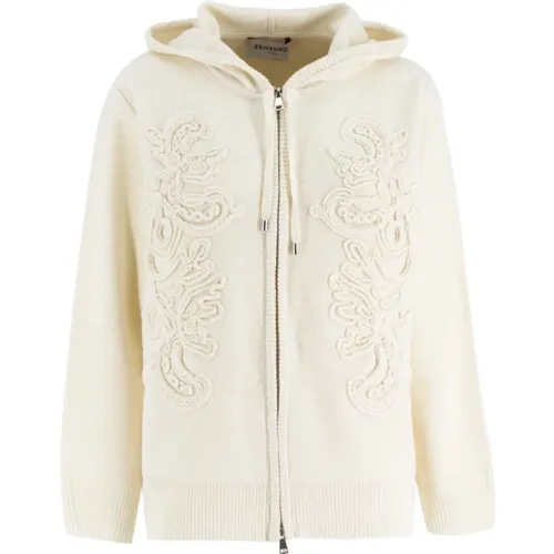 Blumenbestickter Reißverschluss-Hoodie-Sweatshirt - Ermanno Scervino - Modalova