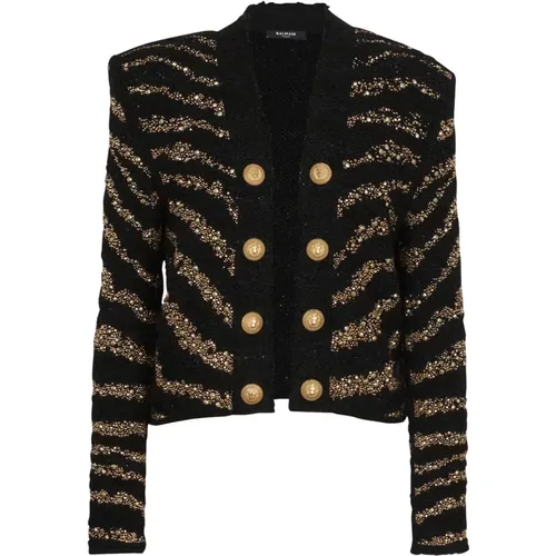 Seite an Seite Zebra Tweed Jacke - Balmain - Modalova