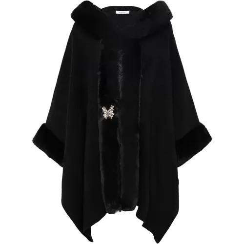 Fur Cape with Brooch , female, Sizes: ONE SIZE - Blugirl - Modalova