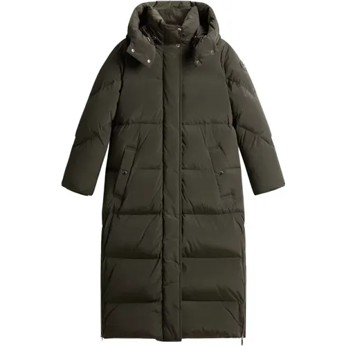 Dunkelgrüner langer Parka mit Street-Style-Details - Woolrich - Modalova