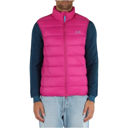 Quilted Sleeveless Puffer Vest with Logo Print , male, Sizes: XL, 2XL, L, M, S - Sun68 - Modalova