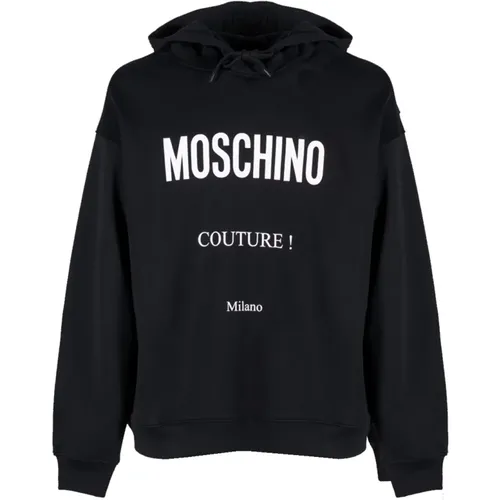 Klassischer Label Hoodie in Schwarz , Herren, Größe: XL - Moschino - Modalova