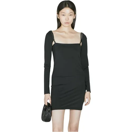 Quadratischer Ausschnitt Langarm Mini Kleid , Damen, Größe: S - alexander wang - Modalova