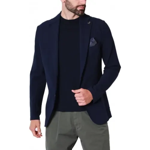 Stretch Jersey Blazer Jacket with Pocket Square , male, Sizes: XL, L - BOB - Modalova