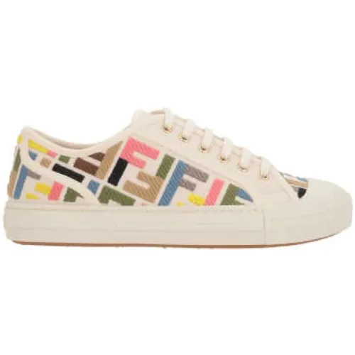 Multicolour Jacquard Low-Top Sneakers , female, Sizes: 7 UK - Fendi - Modalova