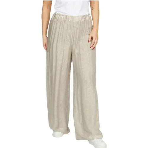 Relaxed Fit Sand Tone Silk Blend Pants , female, Sizes: S, 2XL, L - 2-Biz - Modalova