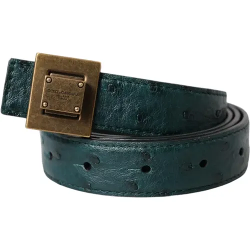 Dark Leather Belt with Metal Buckle , female, Sizes: 90 CM - Dolce & Gabbana - Modalova