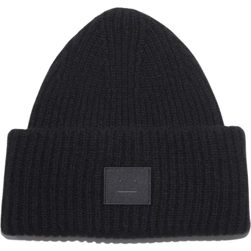 Schwarze Wolle Patch Beanie - Acne Studios - Modalova