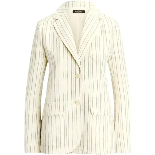 Cremefarbener Gestreifter Blazer , Damen, Größe: L - Ralph Lauren - Modalova