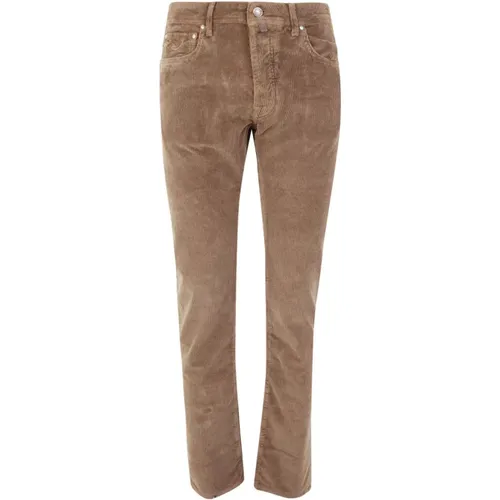 Khaki Braune Slim-Fit Denim Hose , Herren, Größe: W32 - Jacob Cohën - Modalova