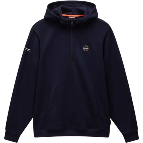 Blaue Hoodie B-Badge Pullover , Herren, Größe: L - Napapijri - Modalova