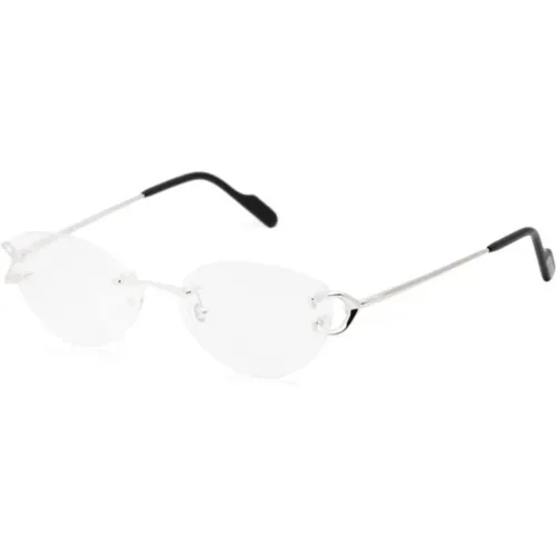 Silberne Optische Brille für den Alltag , Damen, Größe: 57 MM - Cartier - Modalova