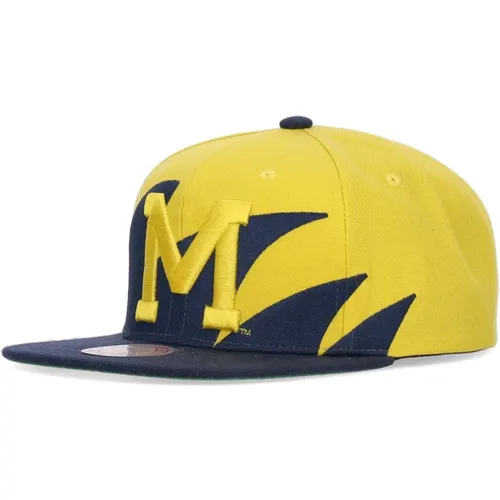 Michigan Wolverines Flat Visor Cap , male, Sizes: ONE SIZE - Mitchell & Ness - Modalova