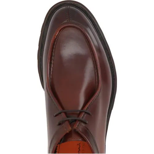 Leather Derby Flat Shoes , male, Sizes: 6 UK, 8 UK, 9 UK, 7 UK, 10 UK, 11 UK - Santoni - Modalova