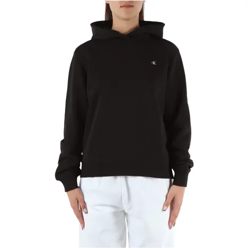 Kapuzen-Sweatshirt aus Baumwolle mit Logo-Patch , Damen, Größe: S - Calvin Klein Jeans - Modalova