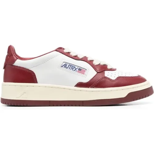 Rote Lederpanel Sneakers , Damen, Größe: 40 EU - Autry - Modalova