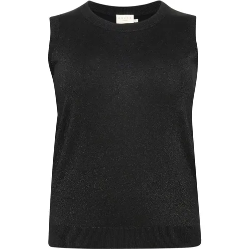 Schwarzes Metallic-Stricktop , Damen, Größe: L - Kaffe Curve - Modalova