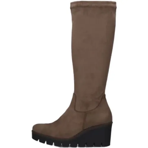 Taupe Wildleder Kniehohe Stiefel - Gabor - Modalova