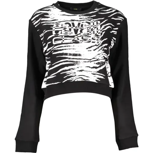 Schickes Gebürstetes Logosweatshirt , Damen, Größe: M - Cavalli Class - Modalova