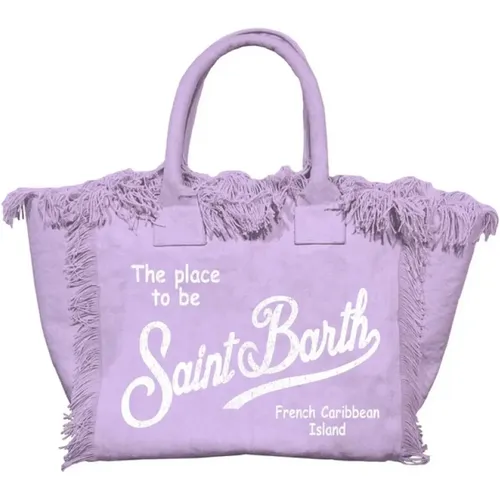 Strandtasche mit Logo-Druck und Fransen , Damen, Größe: ONE Size - MC2 Saint Barth - Modalova