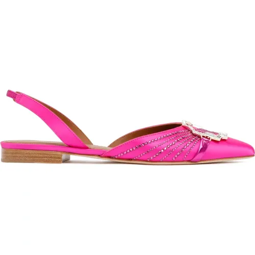 Fuchsia Satin Misha Flats Sandalen , Damen, Größe: 36 EU - Malone Souliers - Modalova