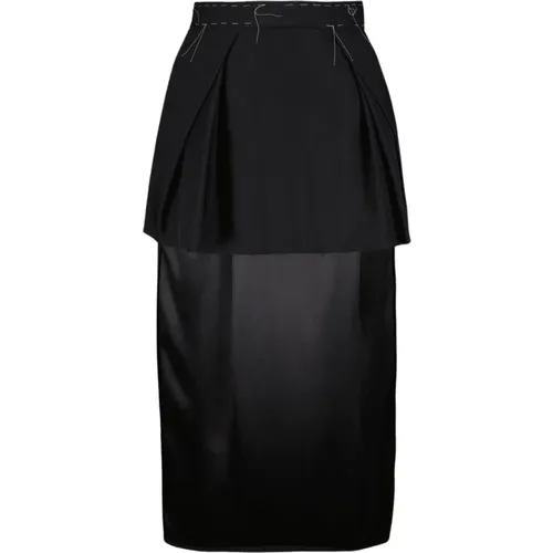 Midi Skirt with Zipper and Four Stitches , female, Sizes: M, S - Maison Margiela - Modalova