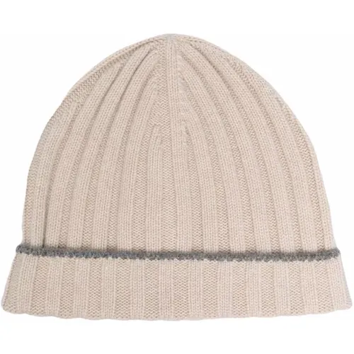 Gerippte Cashmere Beanie Mütze , Herren, Größe: M - BRUNELLO CUCINELLI - Modalova