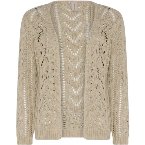 Offener Strick V-Ausschnitt Cardigan Creme , Damen, Größe: S - Skovhuus - Modalova